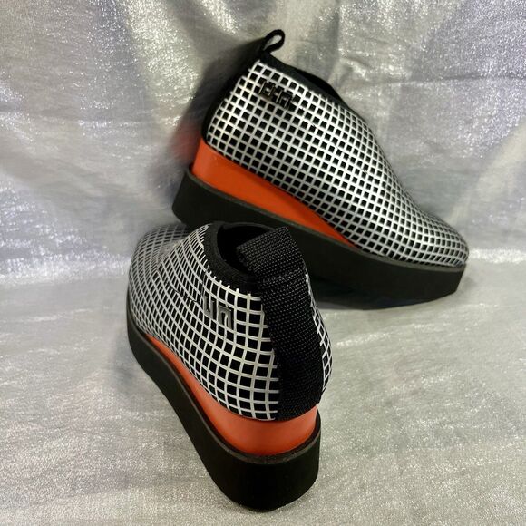 UN United Nude Fold Stella LO Silver Grid Black and Redish Orange Size 38 - Picture 7 of 11